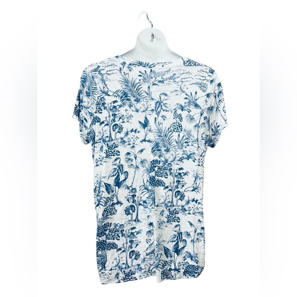 NEW, Nicole Miller New York, Linen T-Shirt - Plus Size 1X, White, Blue - Picture 6 of 8